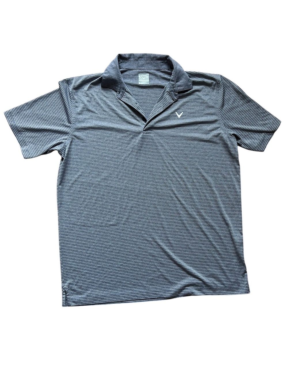 Callaway Men's Navy and Gray Thin-Striped Performance Polo